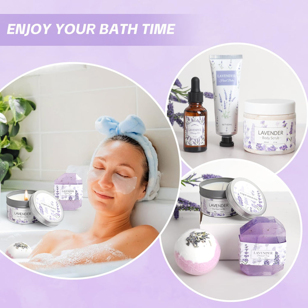 Decorative purple gift packaging box for the Frerdui spa set
