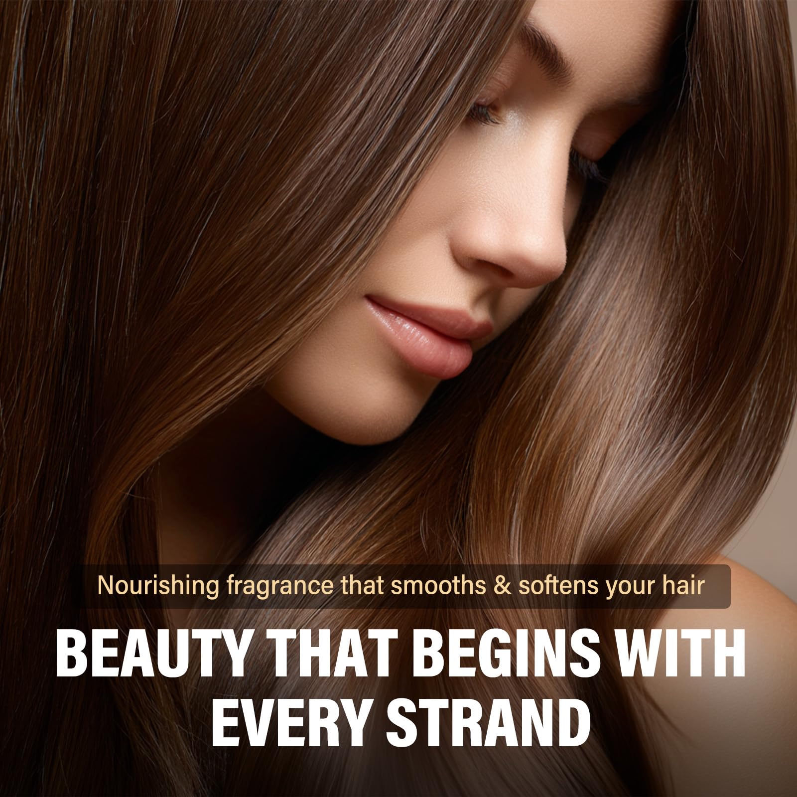 Arios hair perfume bottle next to hair care products