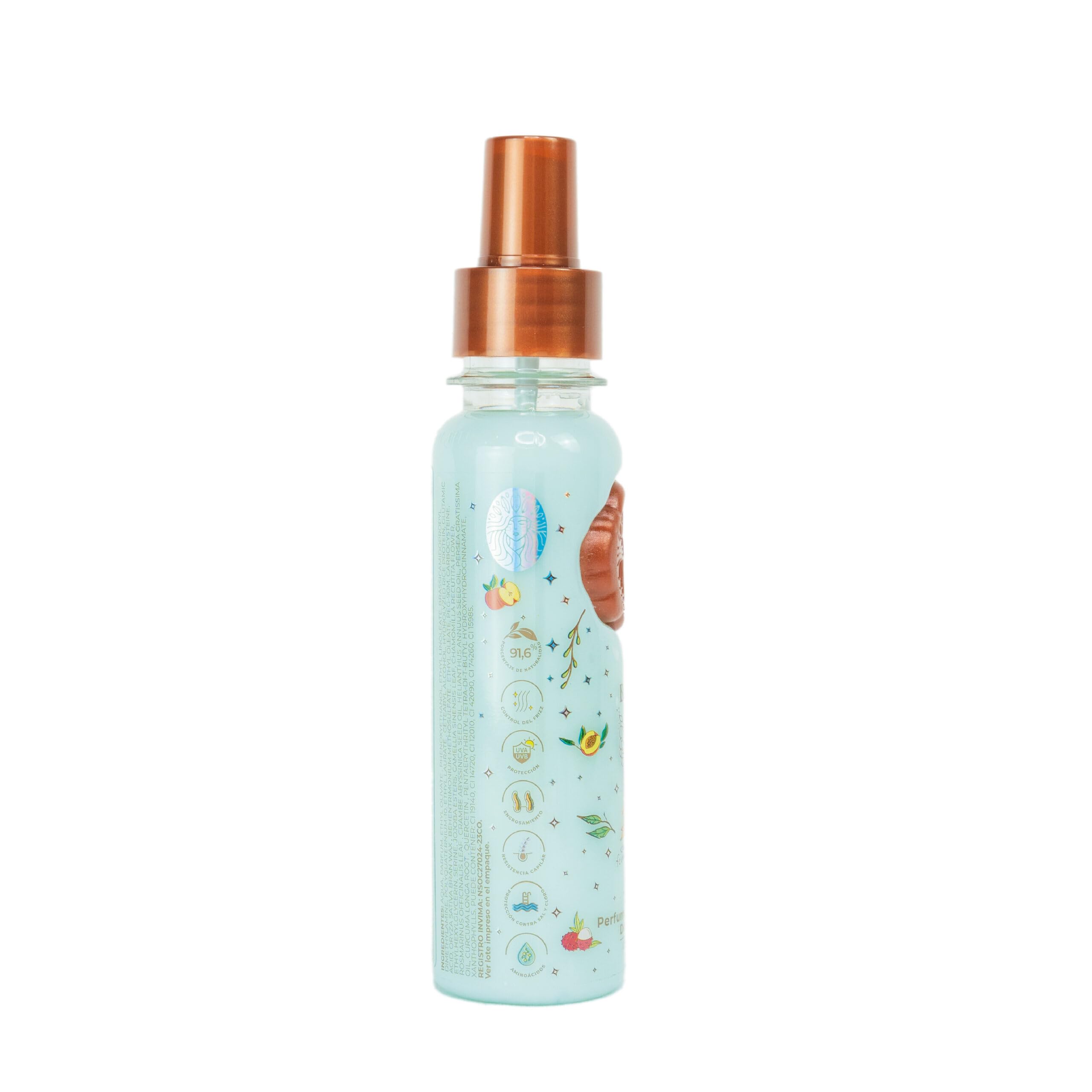 Close up of Origen Botanico hair protection spray label