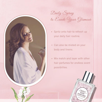 Fvquhvo hair perfume bottle displayed on a vanity table