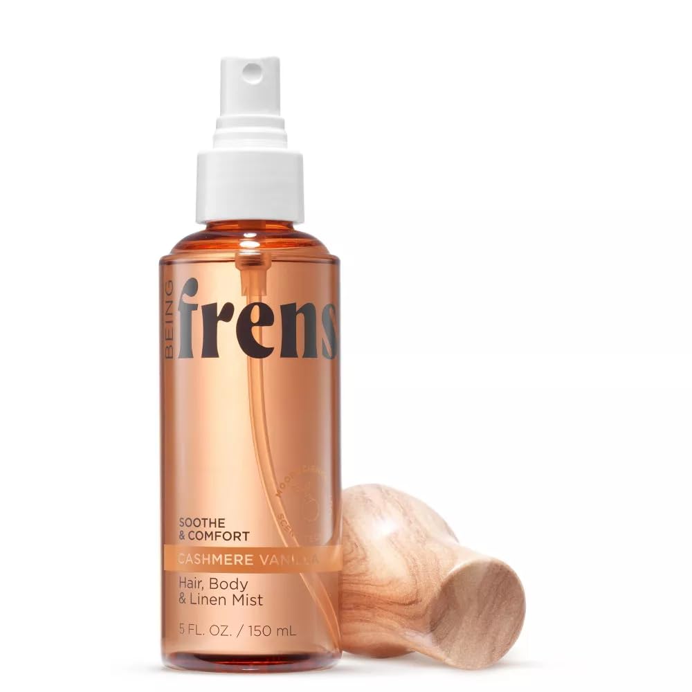 Being Frenshe Cashmere Vanilla spray bottle with essential oil branding