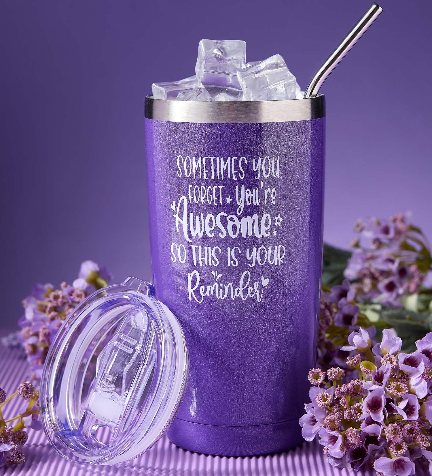 Citta 20 ounce stainless steel tumbler with inspiring quote
