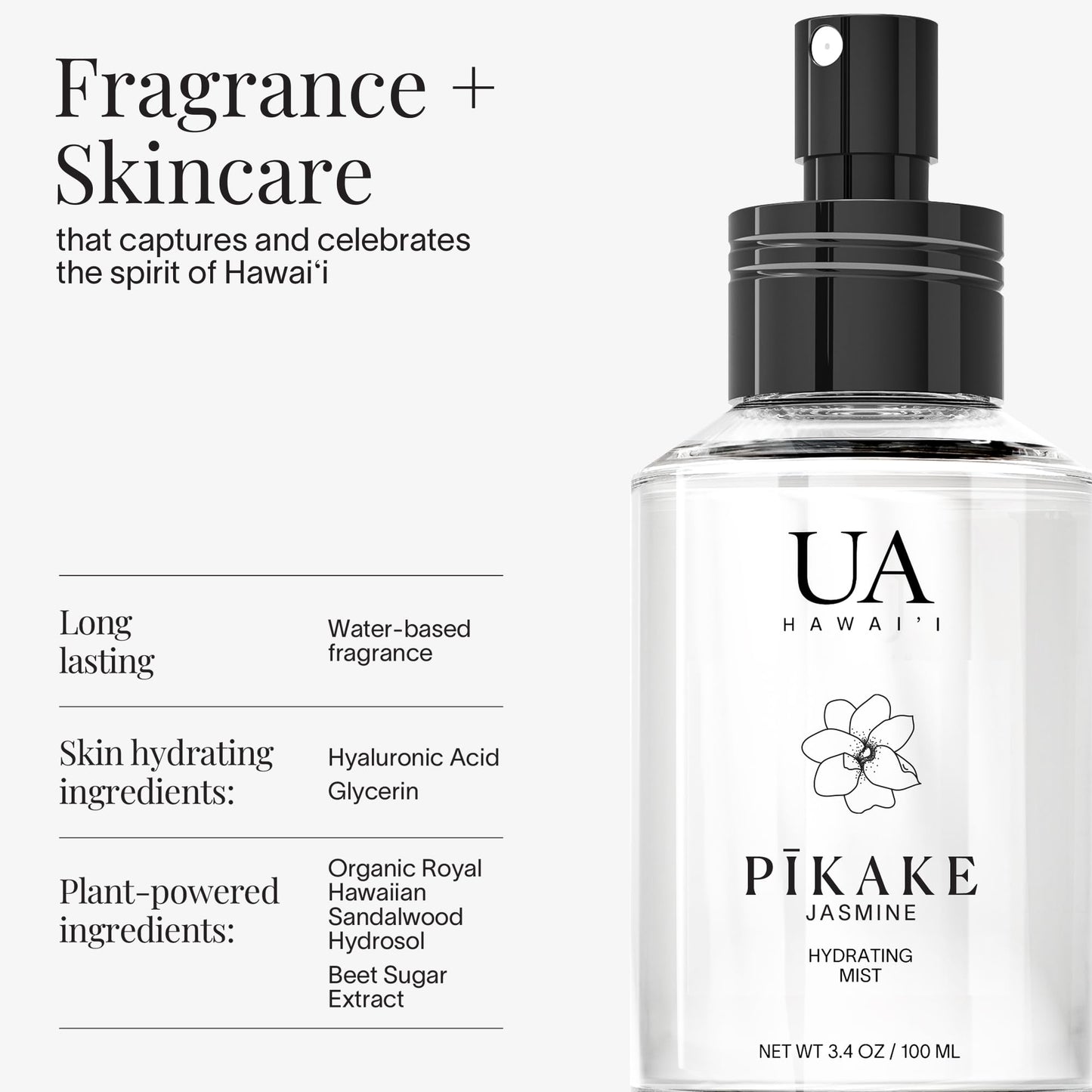 Ua Body Pikake hydrating mist glass bottle design