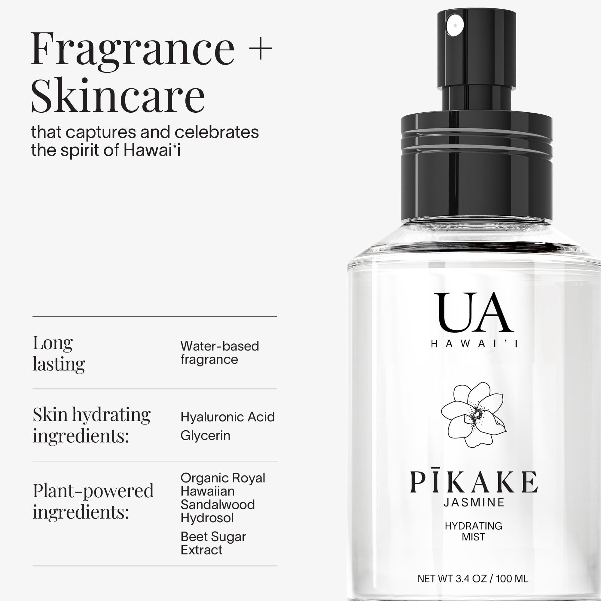 Ua Body Pikake hydrating mist glass bottle design