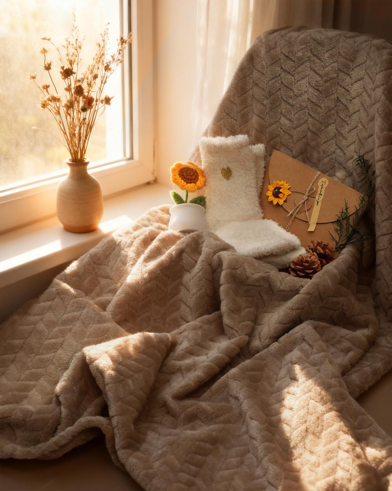 Soft fuzzy socks and relaxing bath accessories in gift box