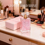 Side profile of Roséaura hair perfume glass bottle
