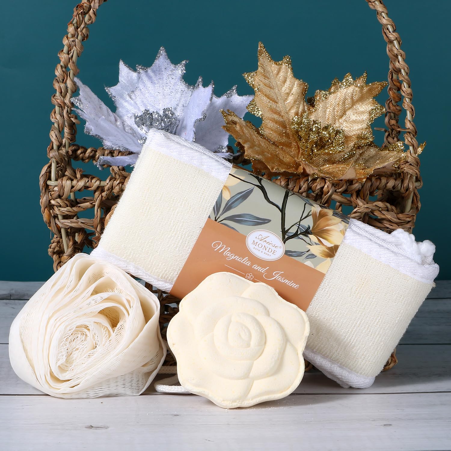 Magnolia and Jasmine scented bath bomb and salts