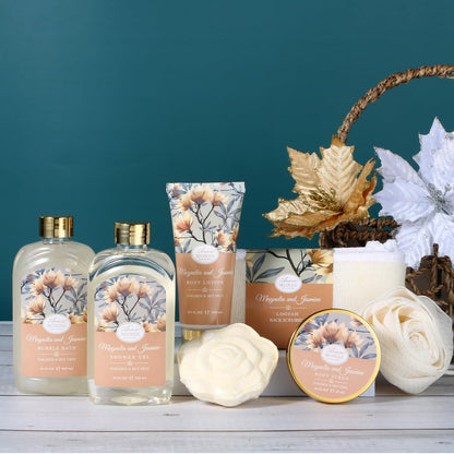 Top view of ArioseMonde 7-piece home spa kit components