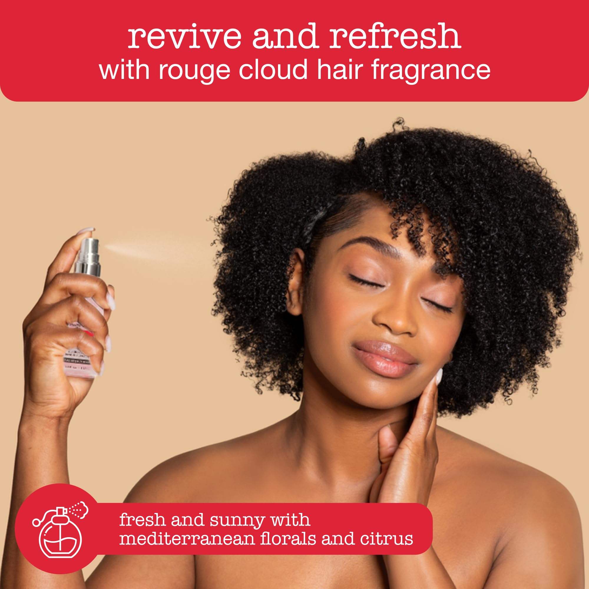 Sauce Beauty Rouge Cloud hair mist application on hair