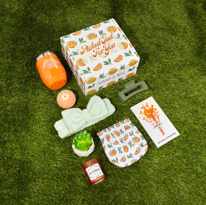 Full eight piece Sunny And Wise self care package contents