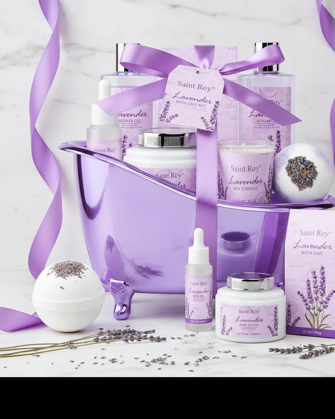 Organic lip balm and plush sleep eye mask included in the Saint Roy premium pampering package