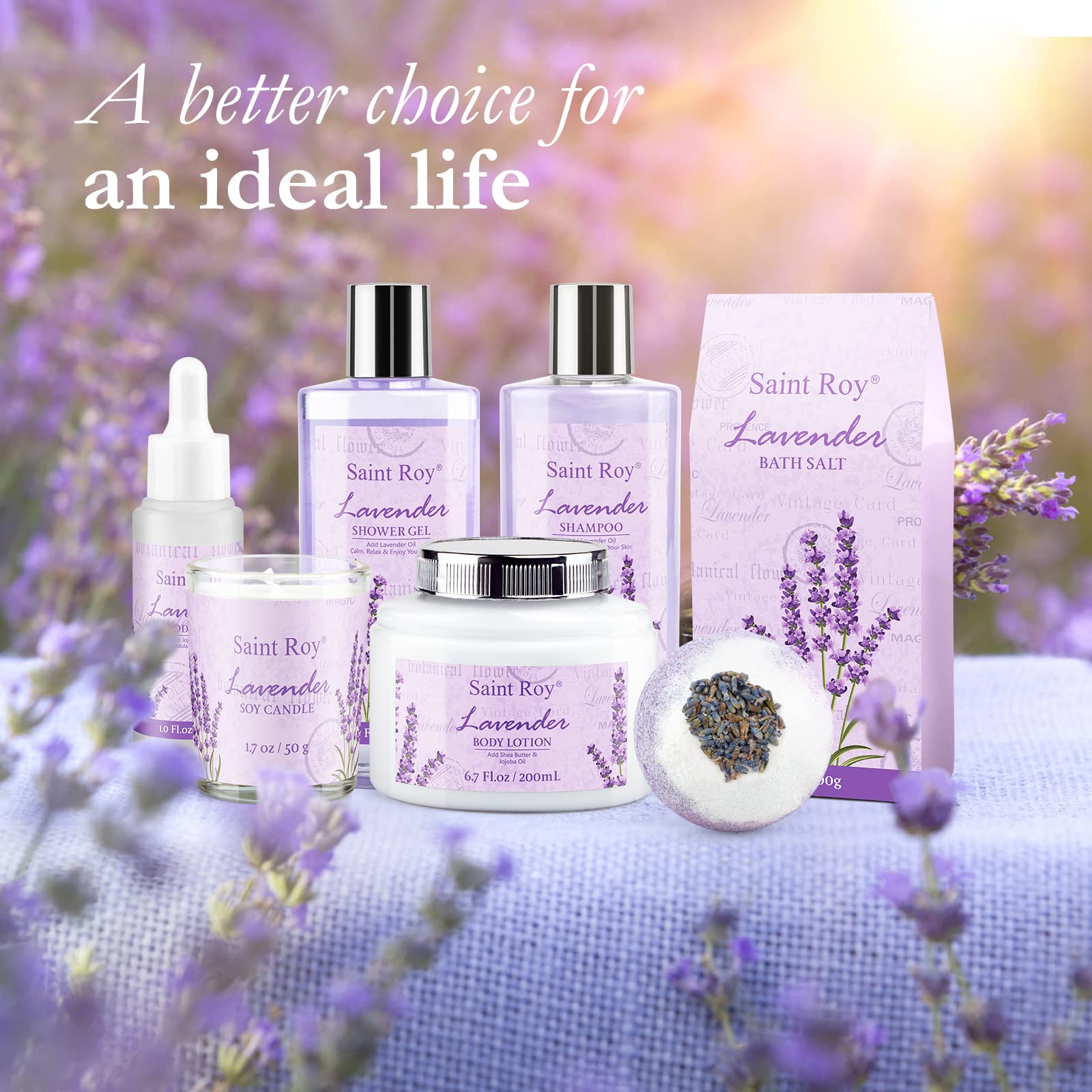 Back view of the Saint Roy purple decorative tub container showcasing upscale gift presentation packaging