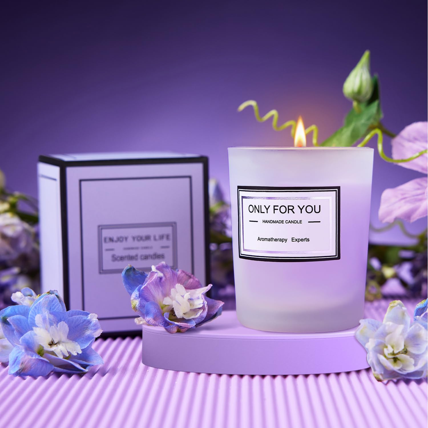 Maddify aromatherapy beauty bundle arranged neatly inside the signature decorative purple and gold glitter gift box