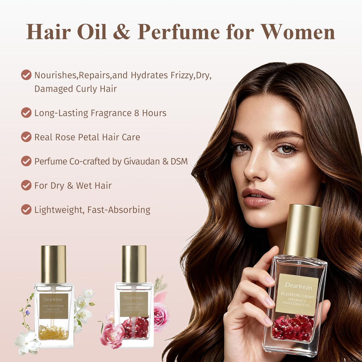 Dear Irean hair treatment oil displayed on vanity