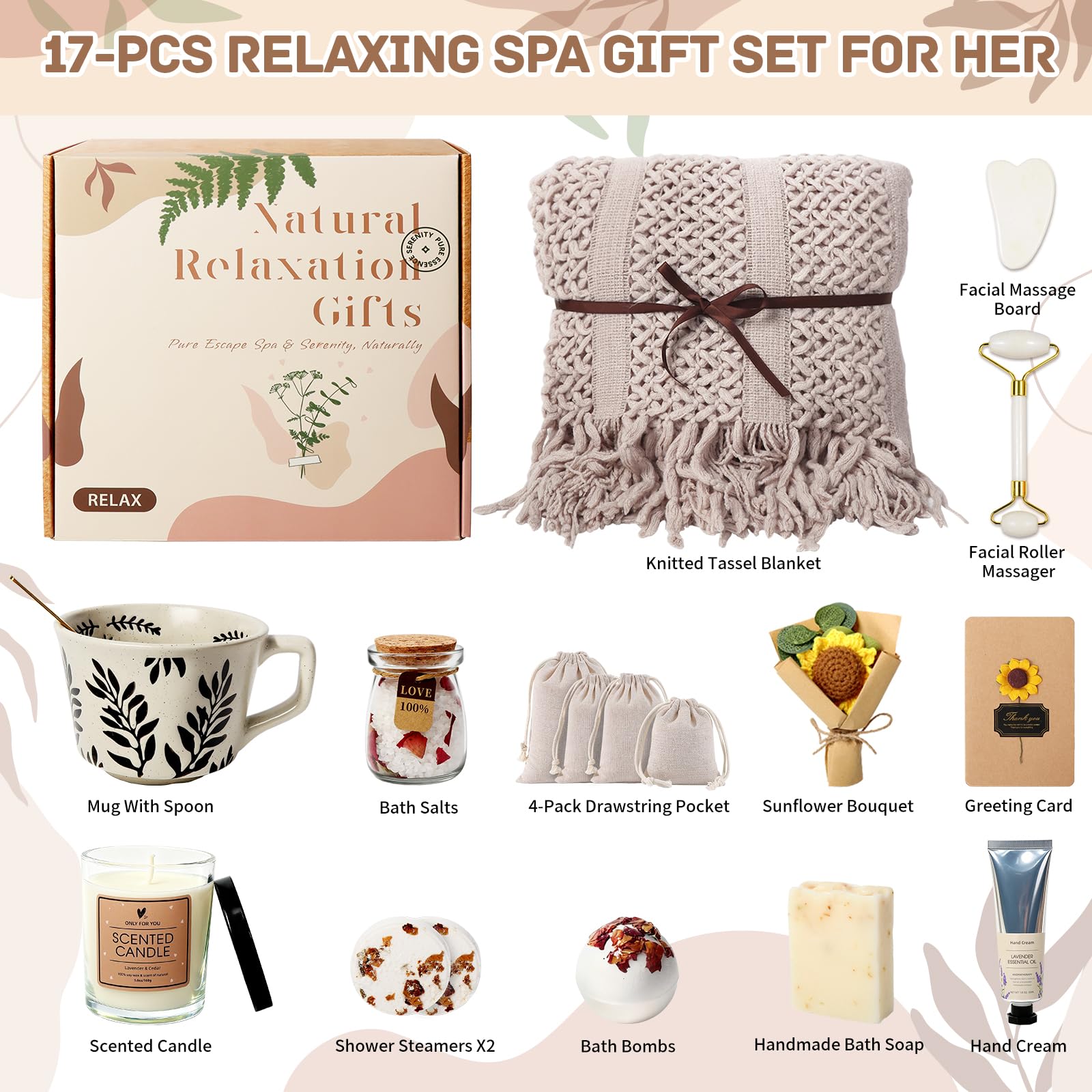 Willtown spa gift set with blanket and ceramic mug