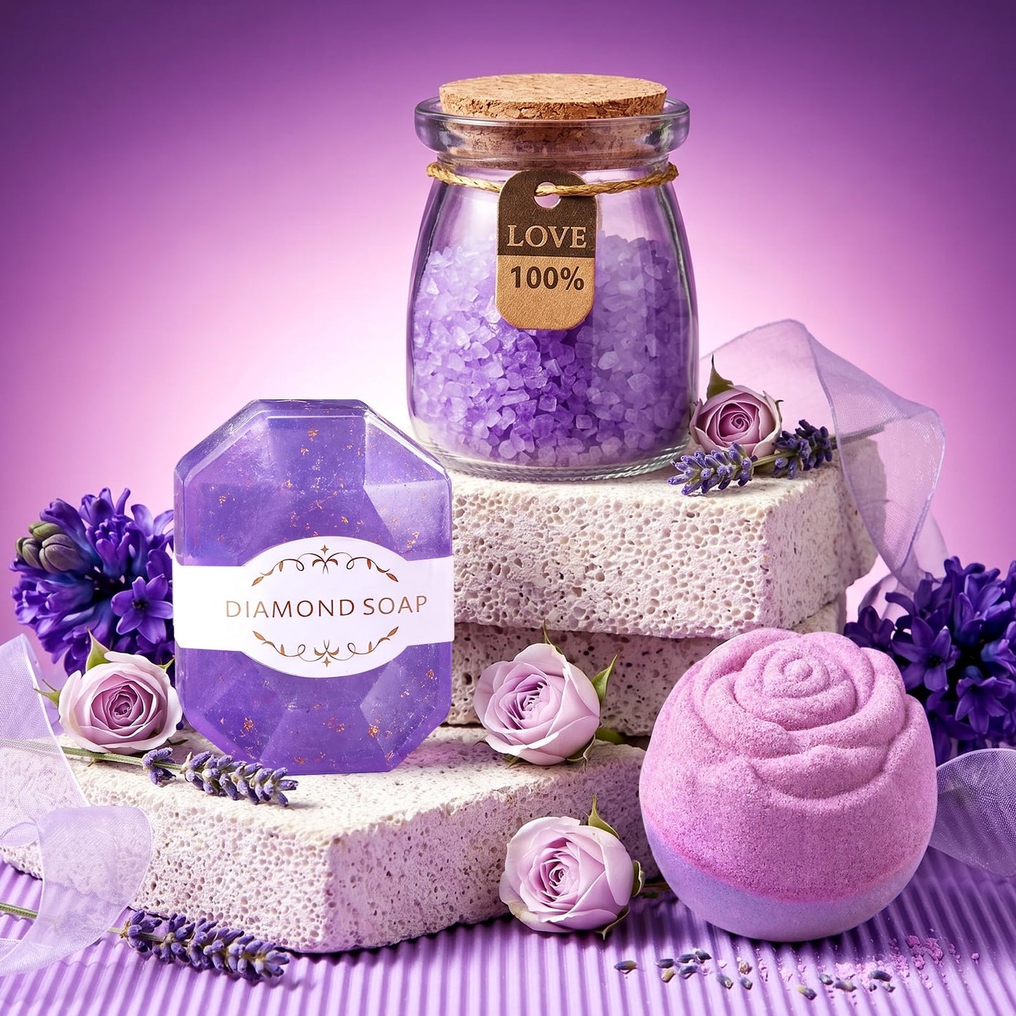Maddify spa gift set contents arranged for display