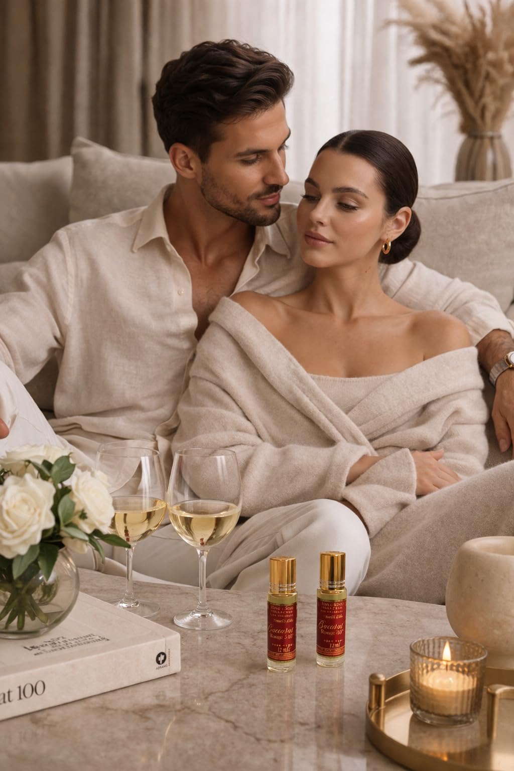 Generic perfume oil bottles in luxury fragrance packaging