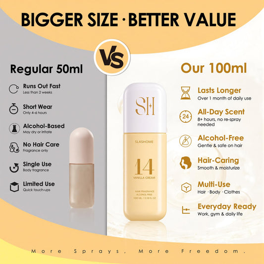 Slashome Vanilla Cream hair mist bottle label detail