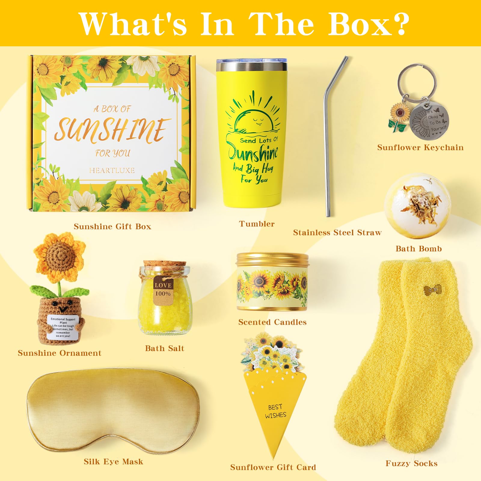 Heartluxe sunshine themed insulated tumbler and accessories