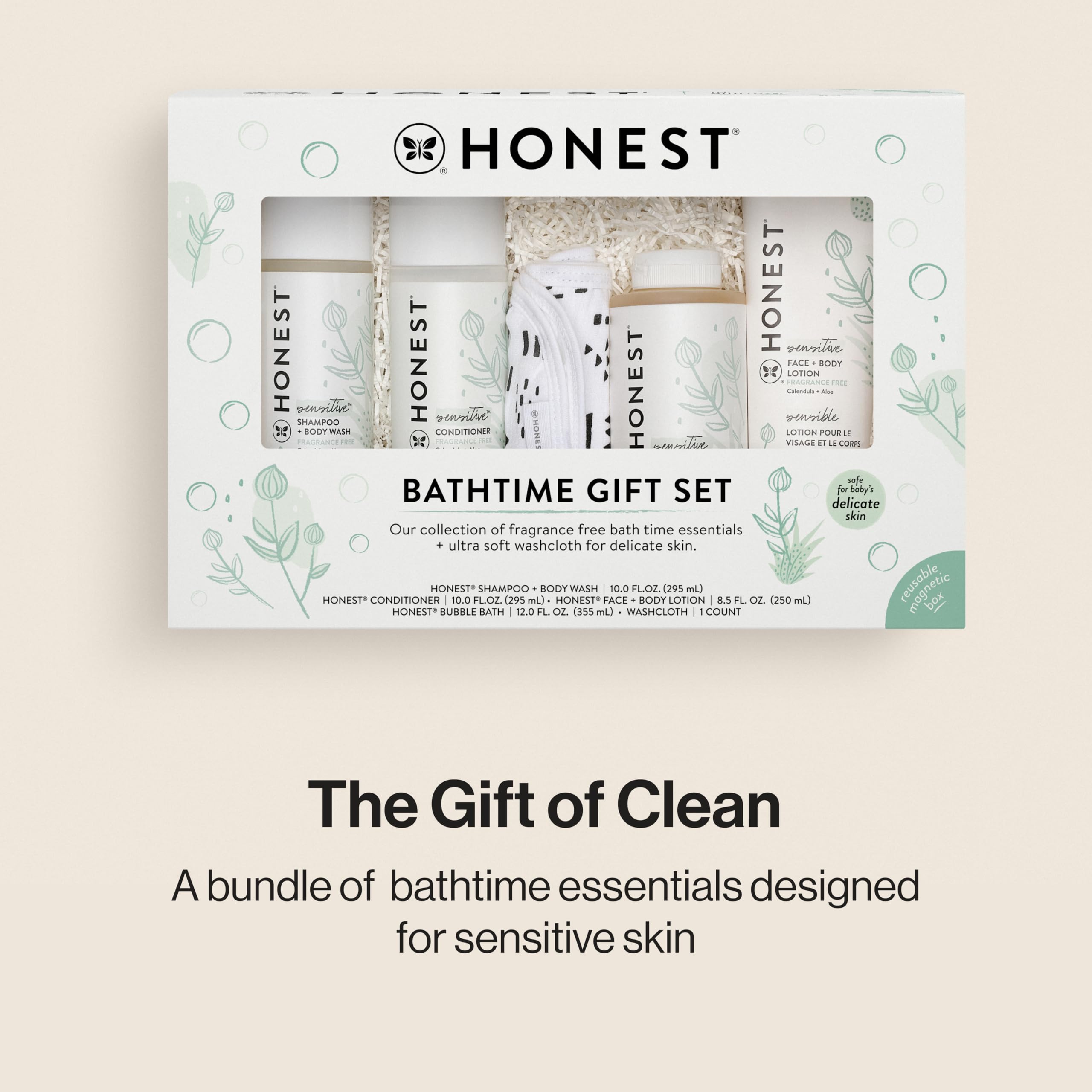 The Honest Company bath essentials gift set in reusable box