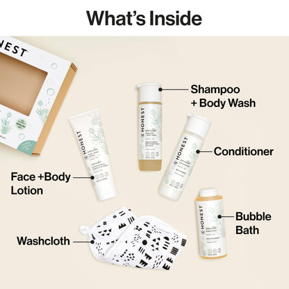 Honest Company fragrance free shampoo and body wash bottle