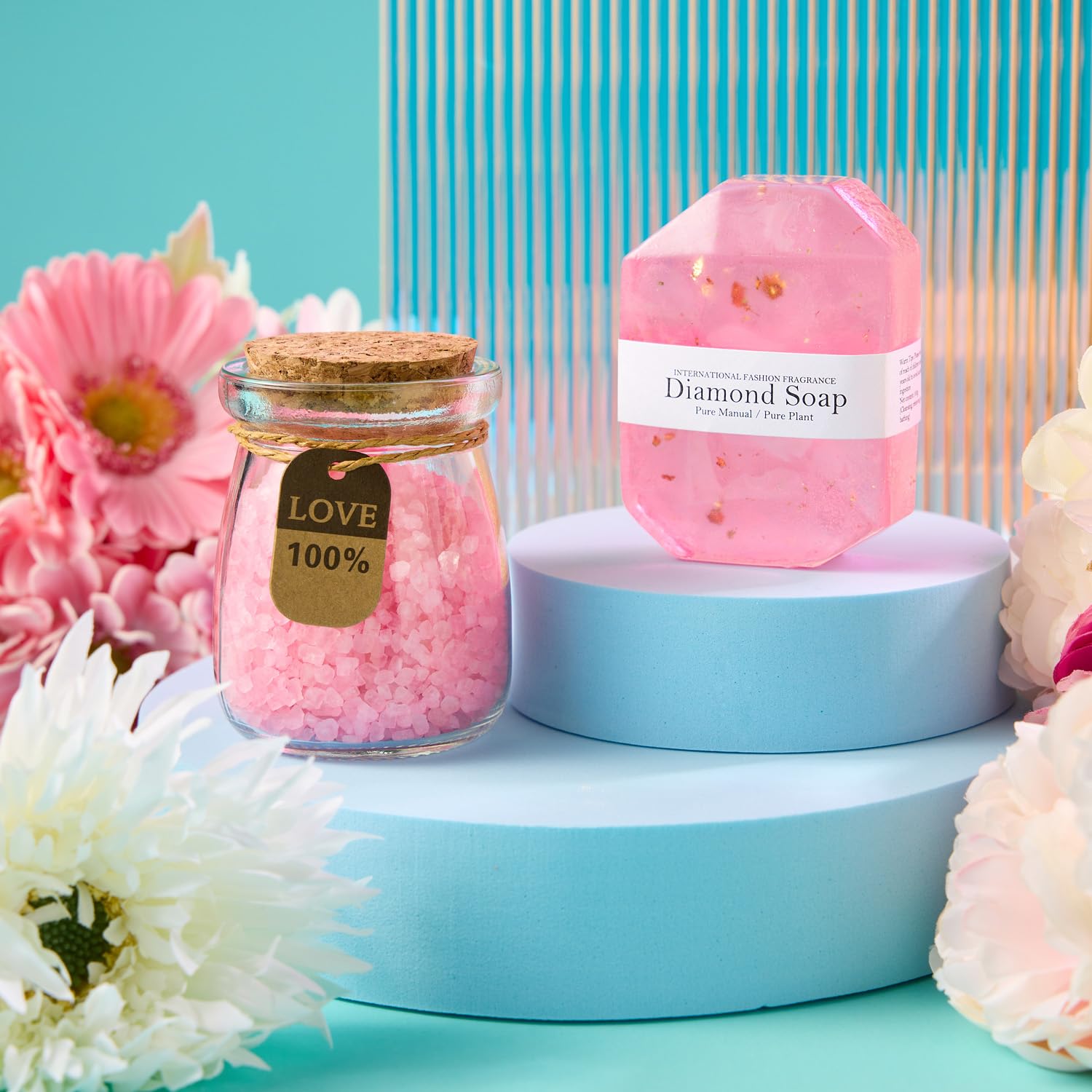 Maddify self care gift box unboxing view displaying all beauty and wellness items beautifully arranged.