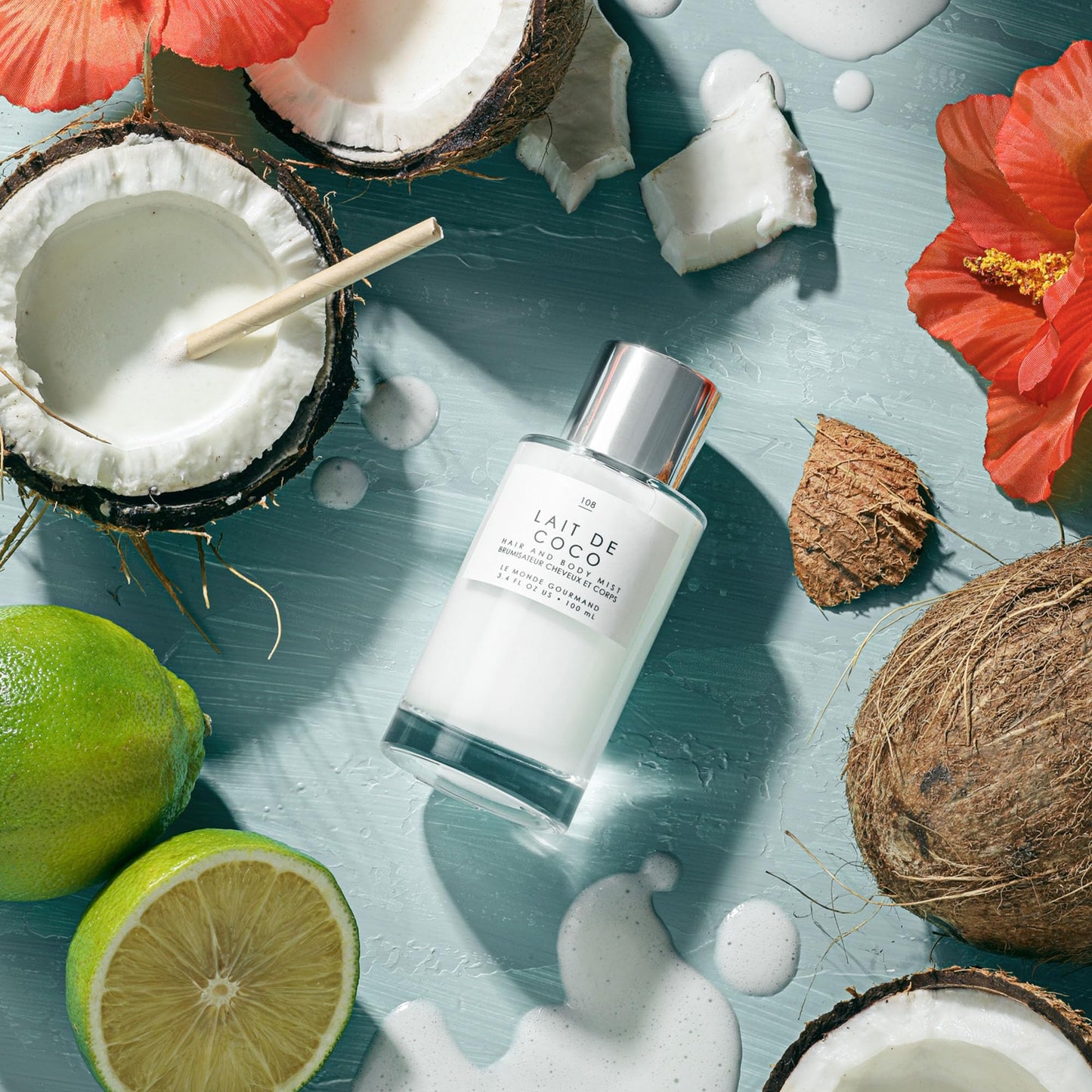 Side view of Le Monde Gourmand Lait De Coco body spray