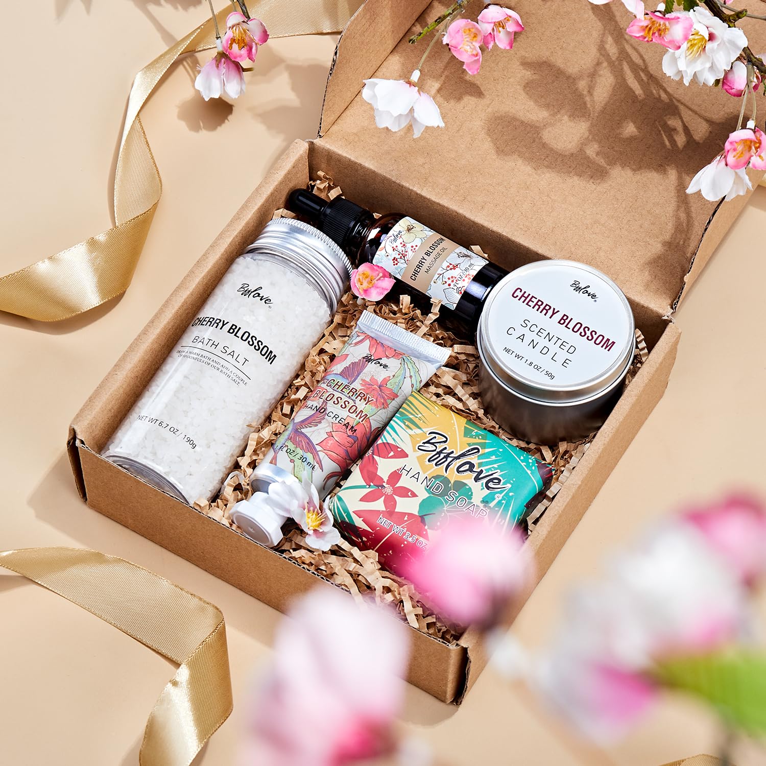 BFFLOVE cherry blossom bath salts and hand cream set