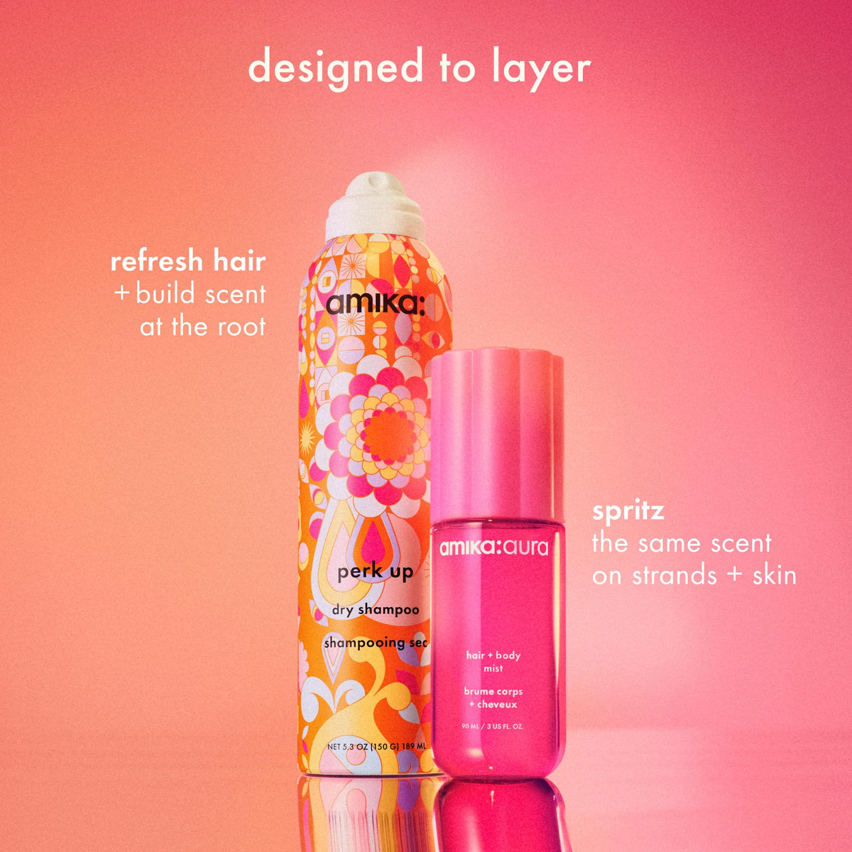 Amika Aura hair and body mist held in hand