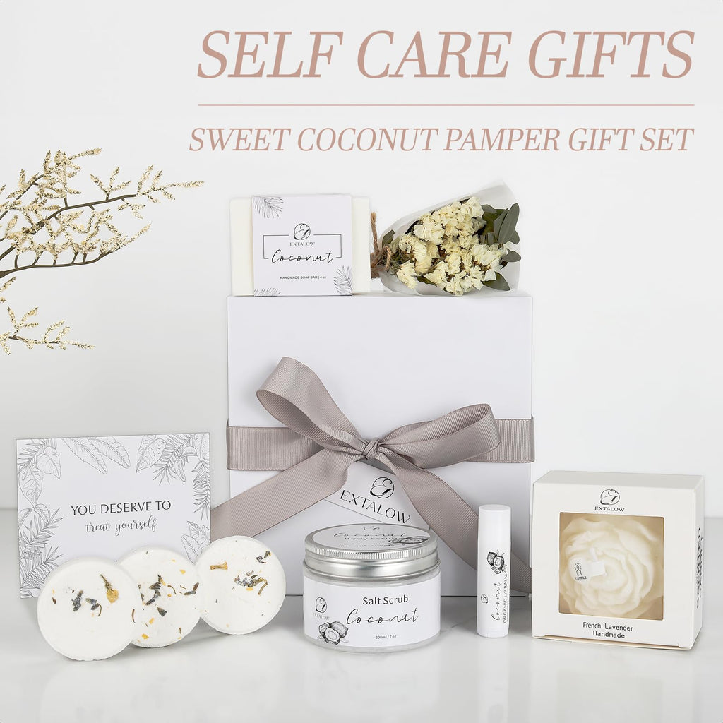 Extalow bath and body gift basket angled product presentation.