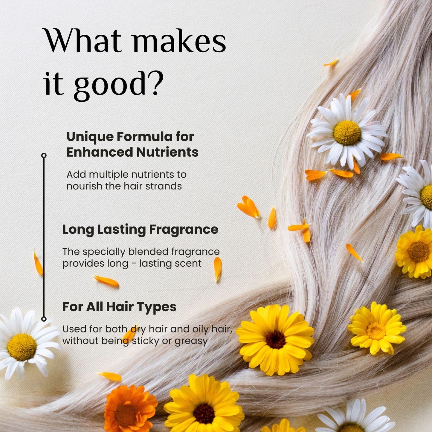 Hydrating hair perfume ingredients and serum texture