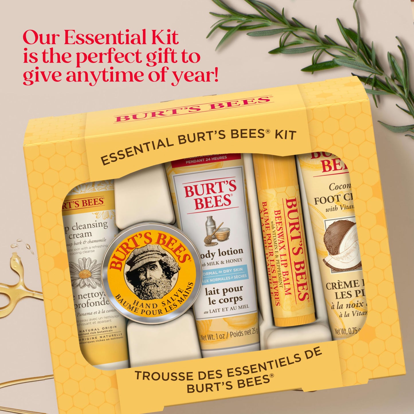 Burt's Bees 5 piece everyday skincare gift set premium retail presentation