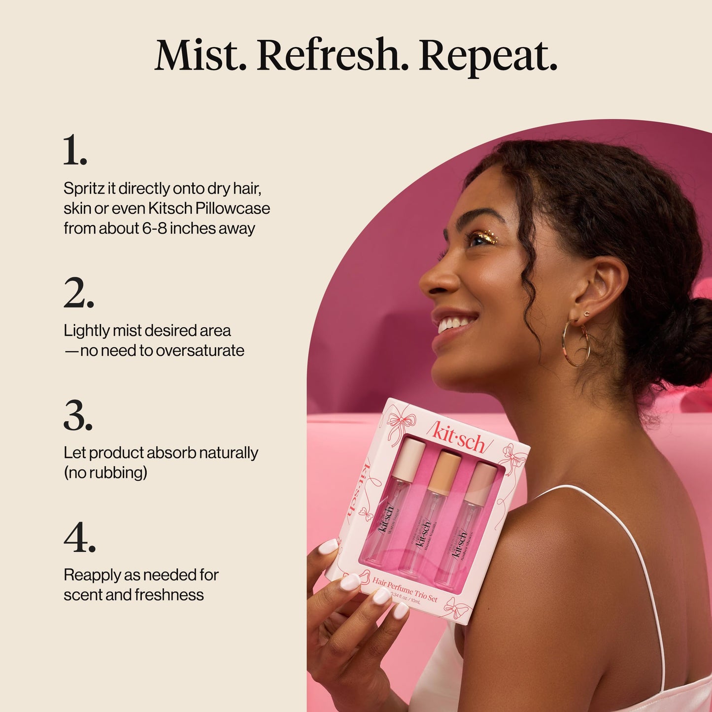 Authentic Kitsch hair and body mist trio set