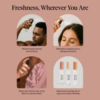 Lifestyle arrangement of Kitsch hair perfume trio set
