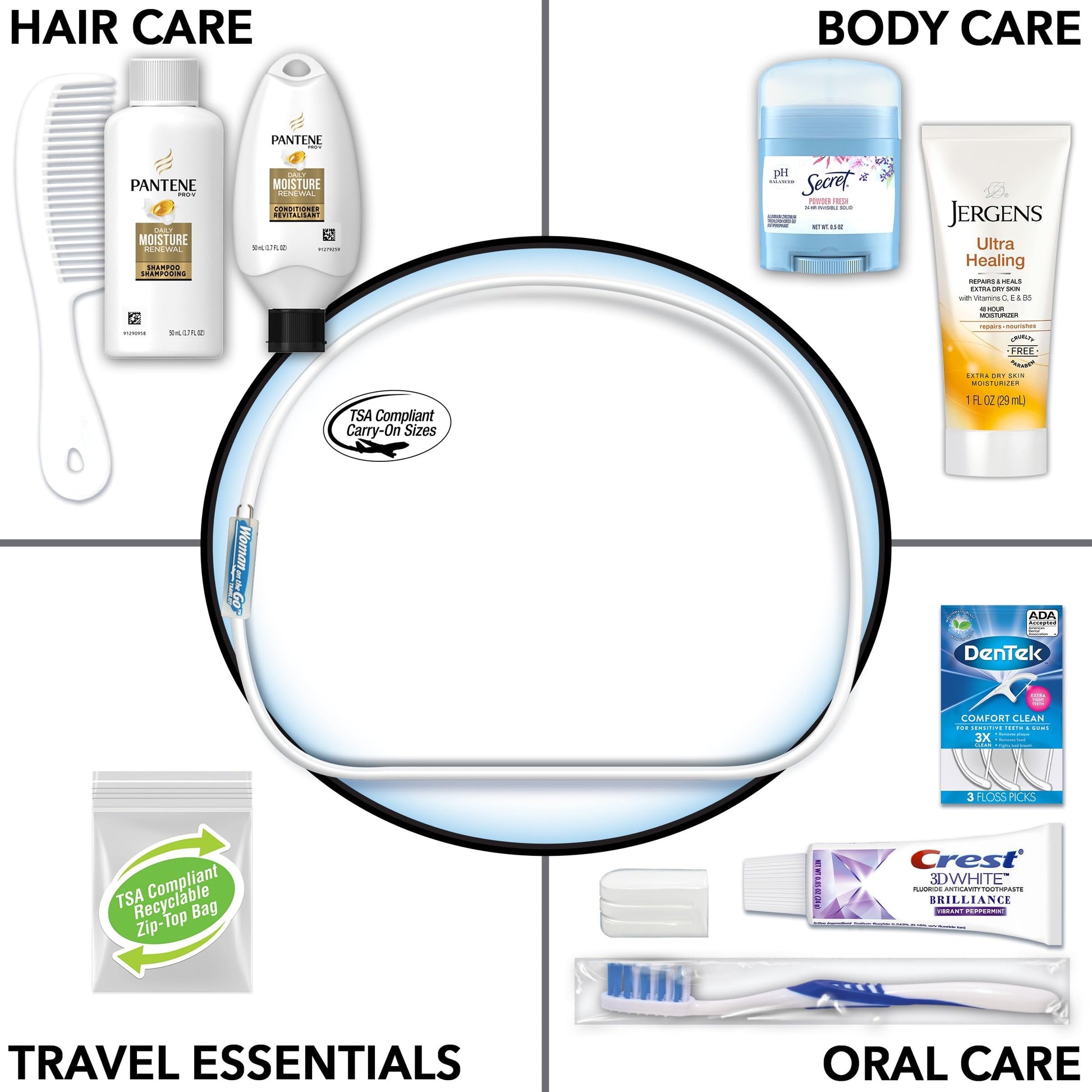 Clear TSA compliant toiletry bag for women by Convenience Kits International