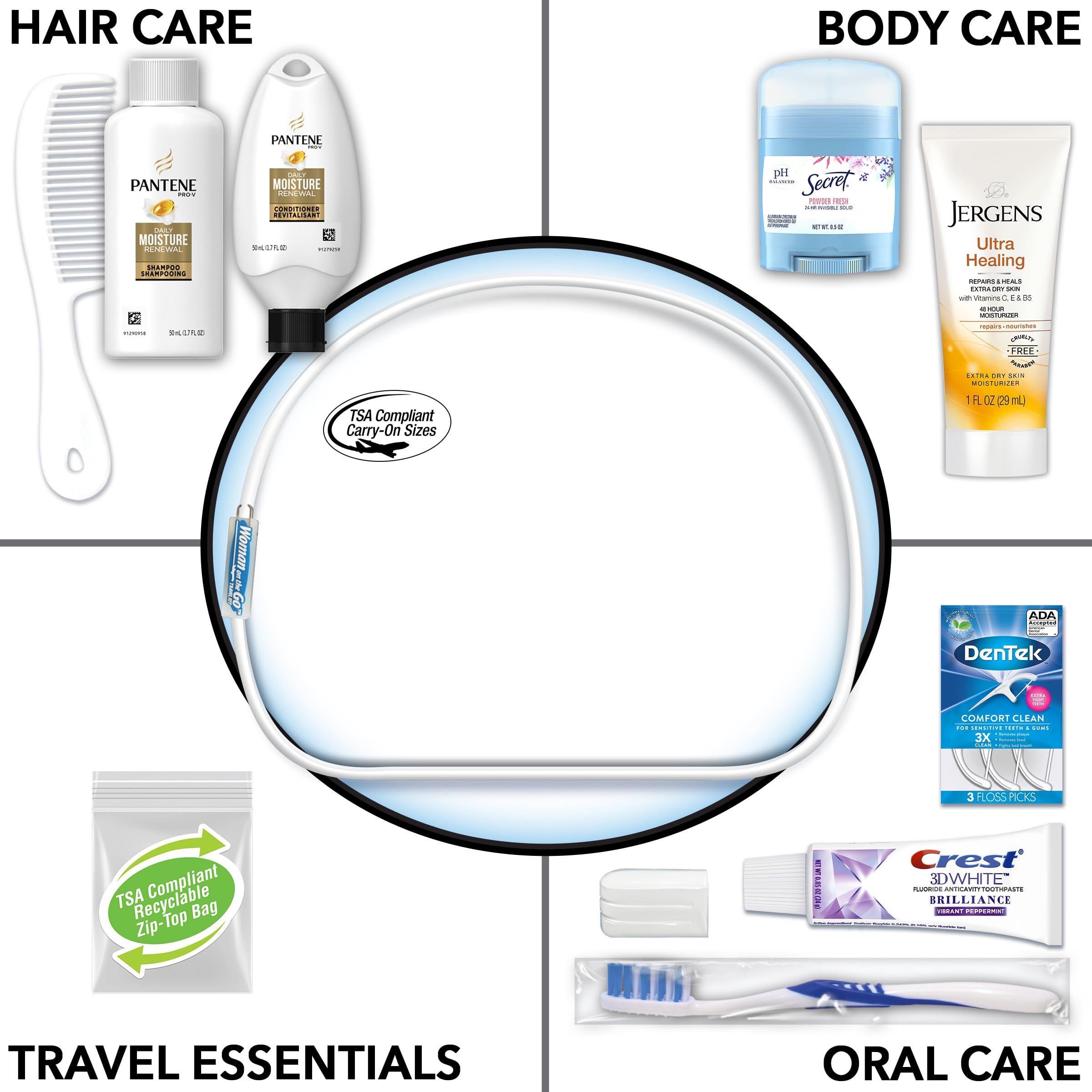 Clear TSA compliant toiletry bag for women by Convenience Kits International