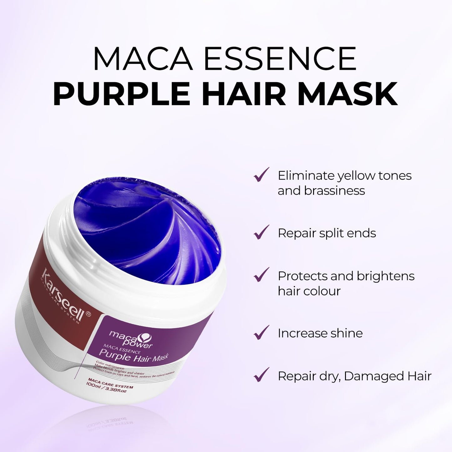Texture view of the violet pigmented formula inside Karseell hair mask