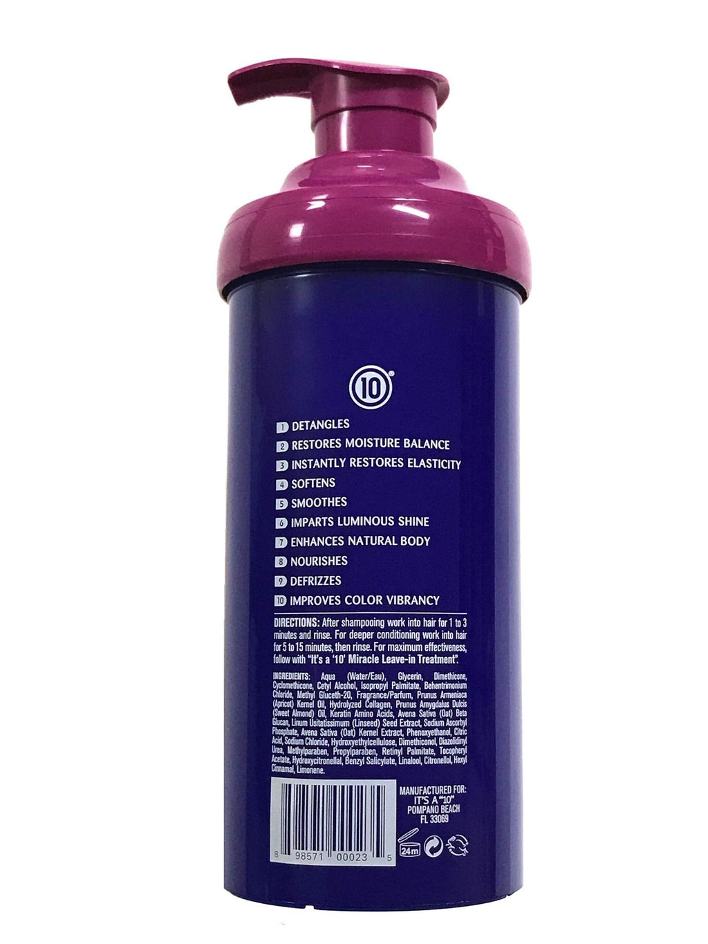 It's A 10 Miracle Hair Mask bottle showing product details and net quantity.