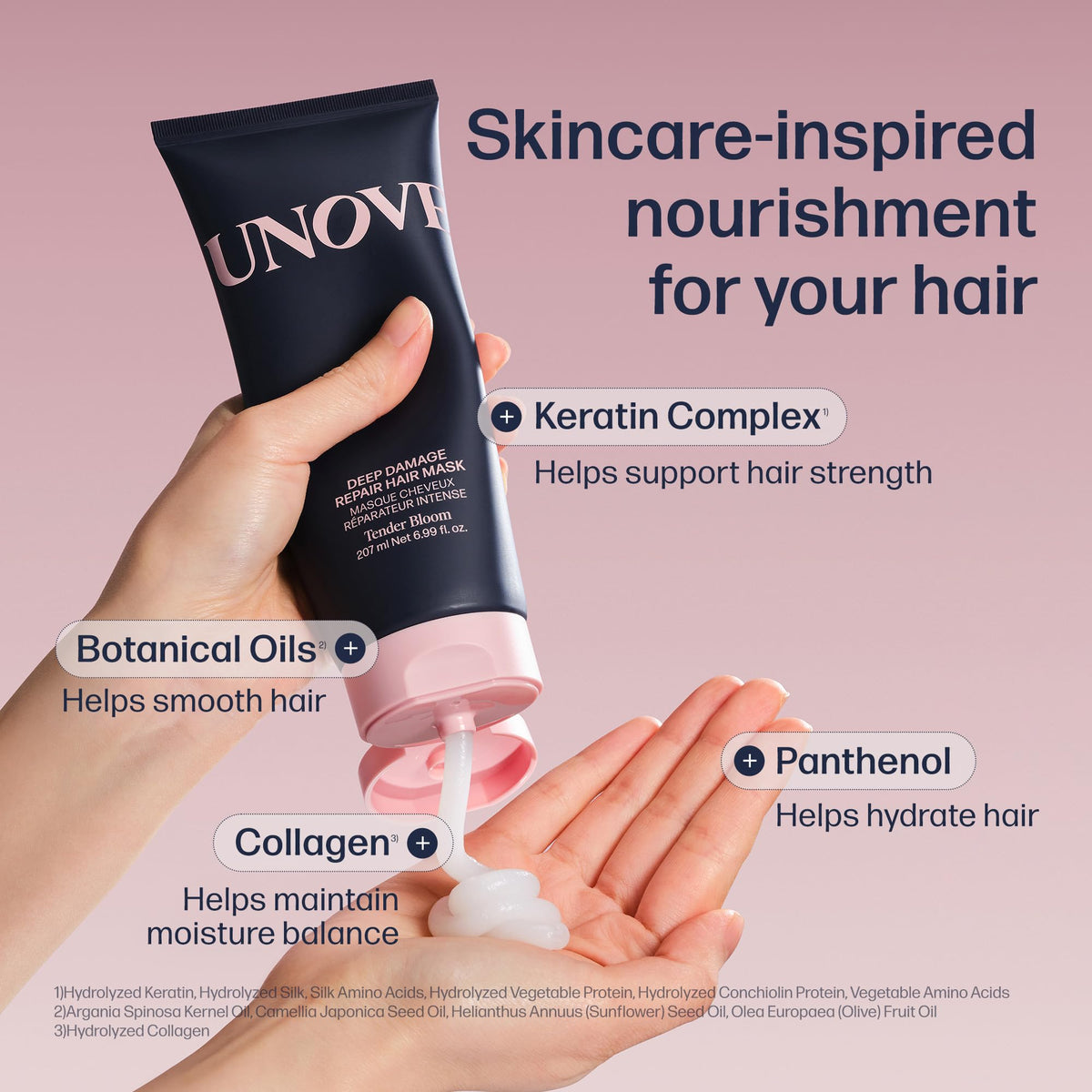 Unove protein hair treatment close up of label details