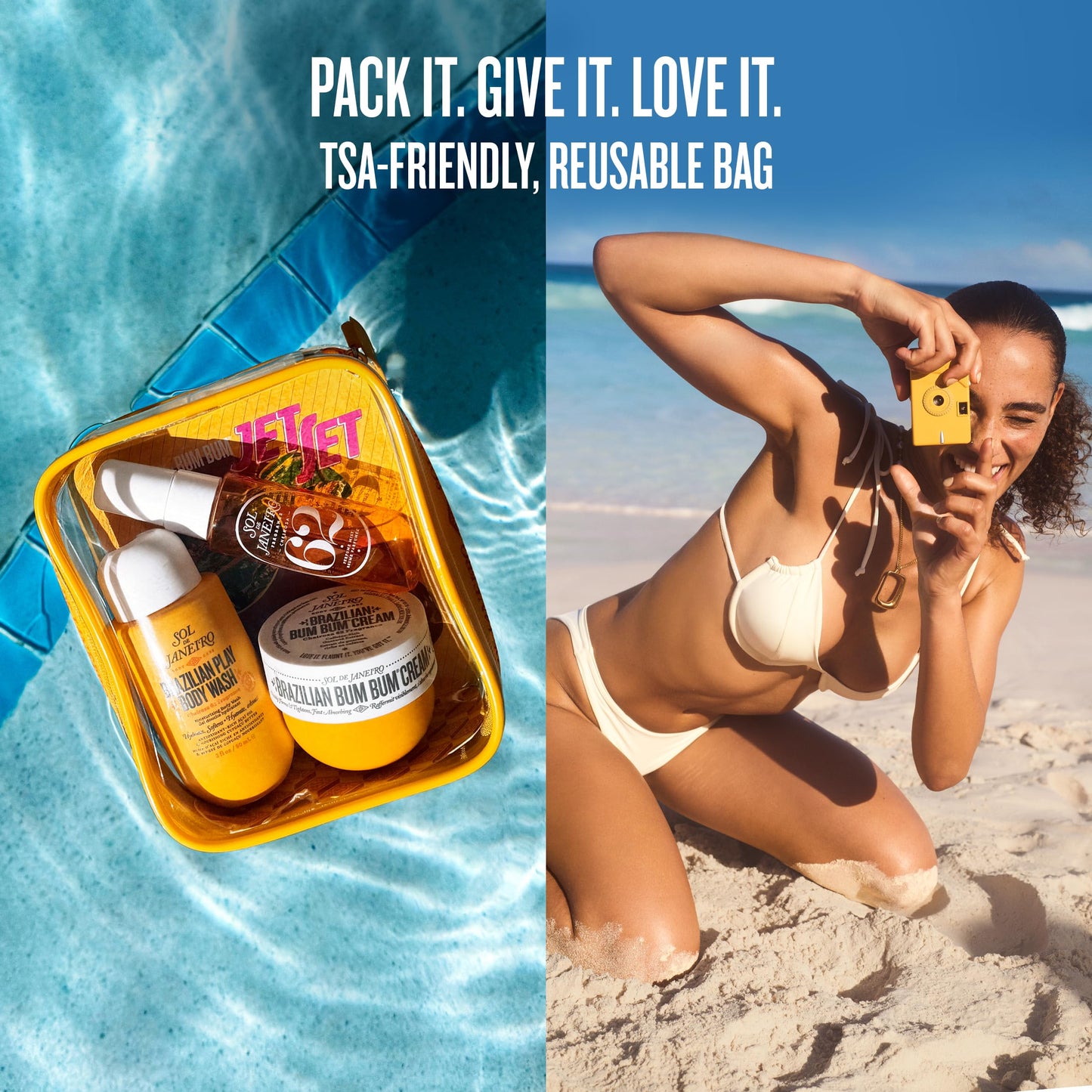 Sol de Janeiro USA imported luxury travel routine set unboxed on a clean presentation surface