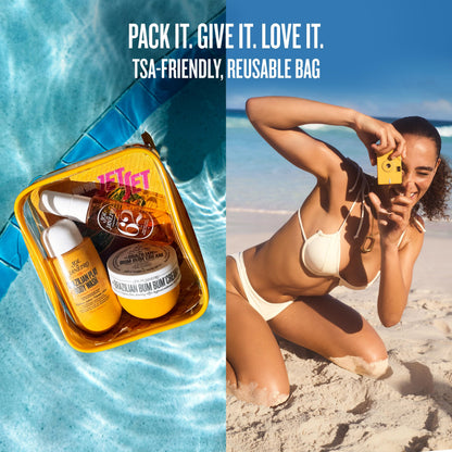 Sol de Janeiro USA imported luxury travel routine set unboxed on a clean presentation surface