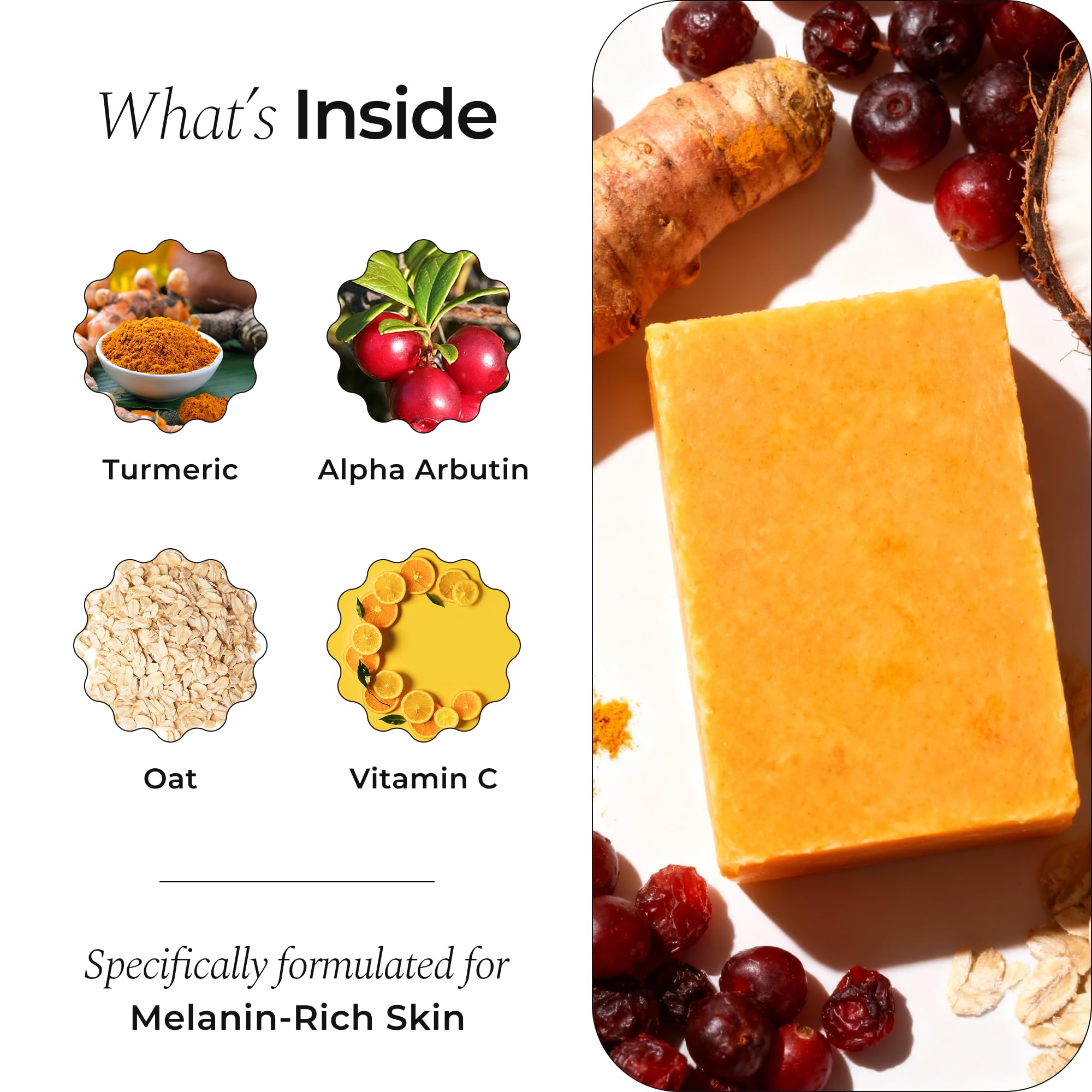 Glo Melanin turmeric soap being lathered for face and body skin evening