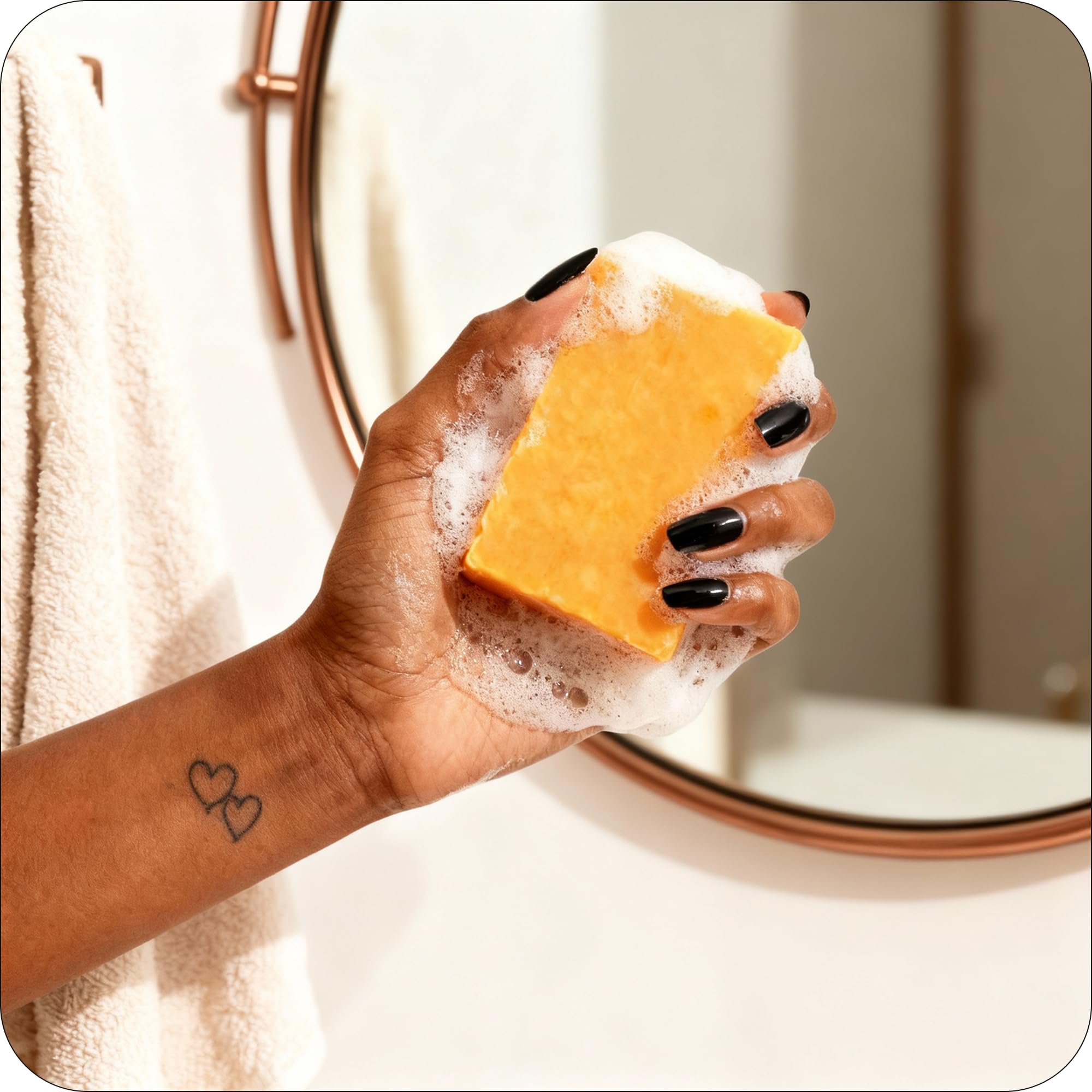 Organic turmeric soap bar packaging highlighting clean natural ingredients
