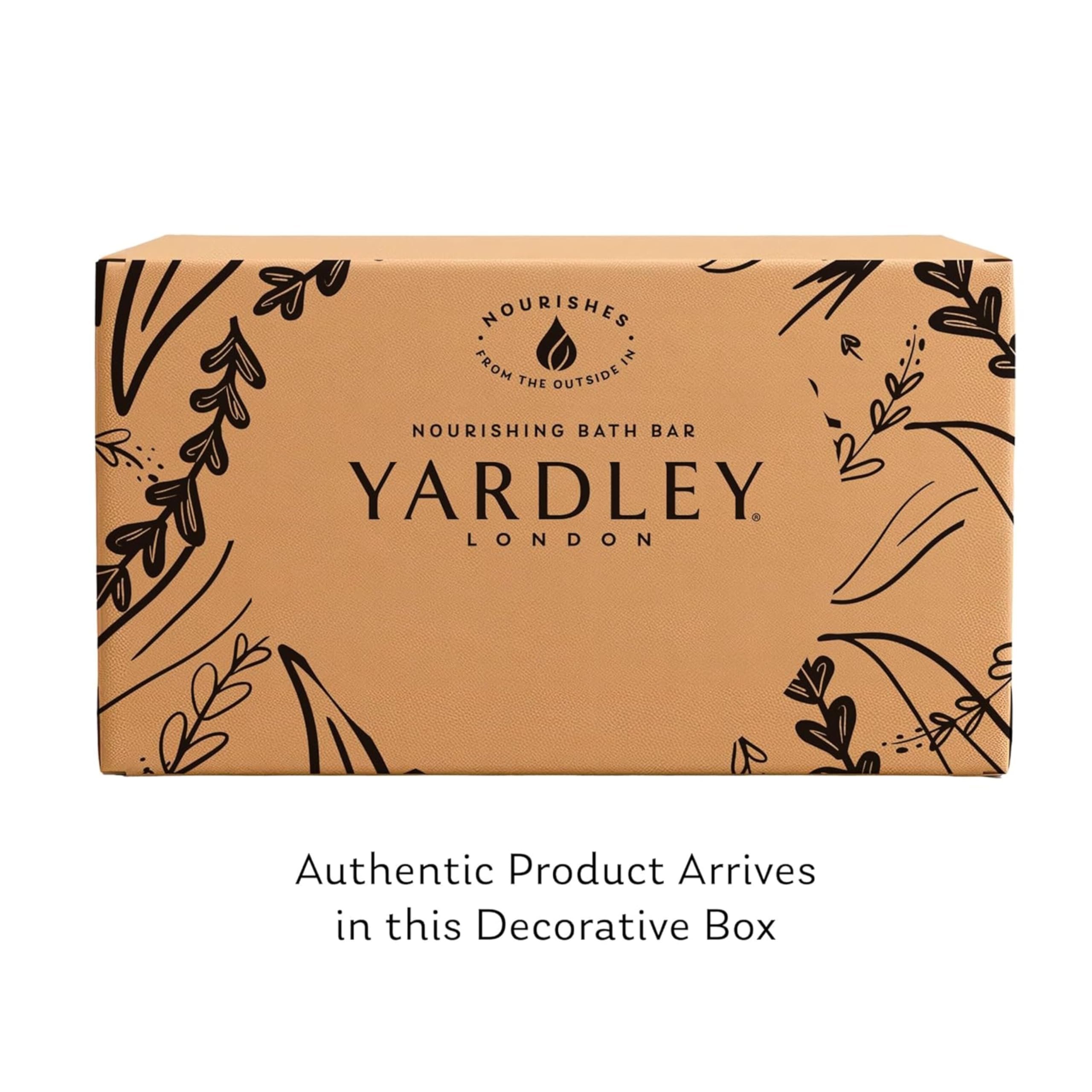 Yardley English Lavender and Cocoa Butter soap bars displayed with natural botanical ingredients