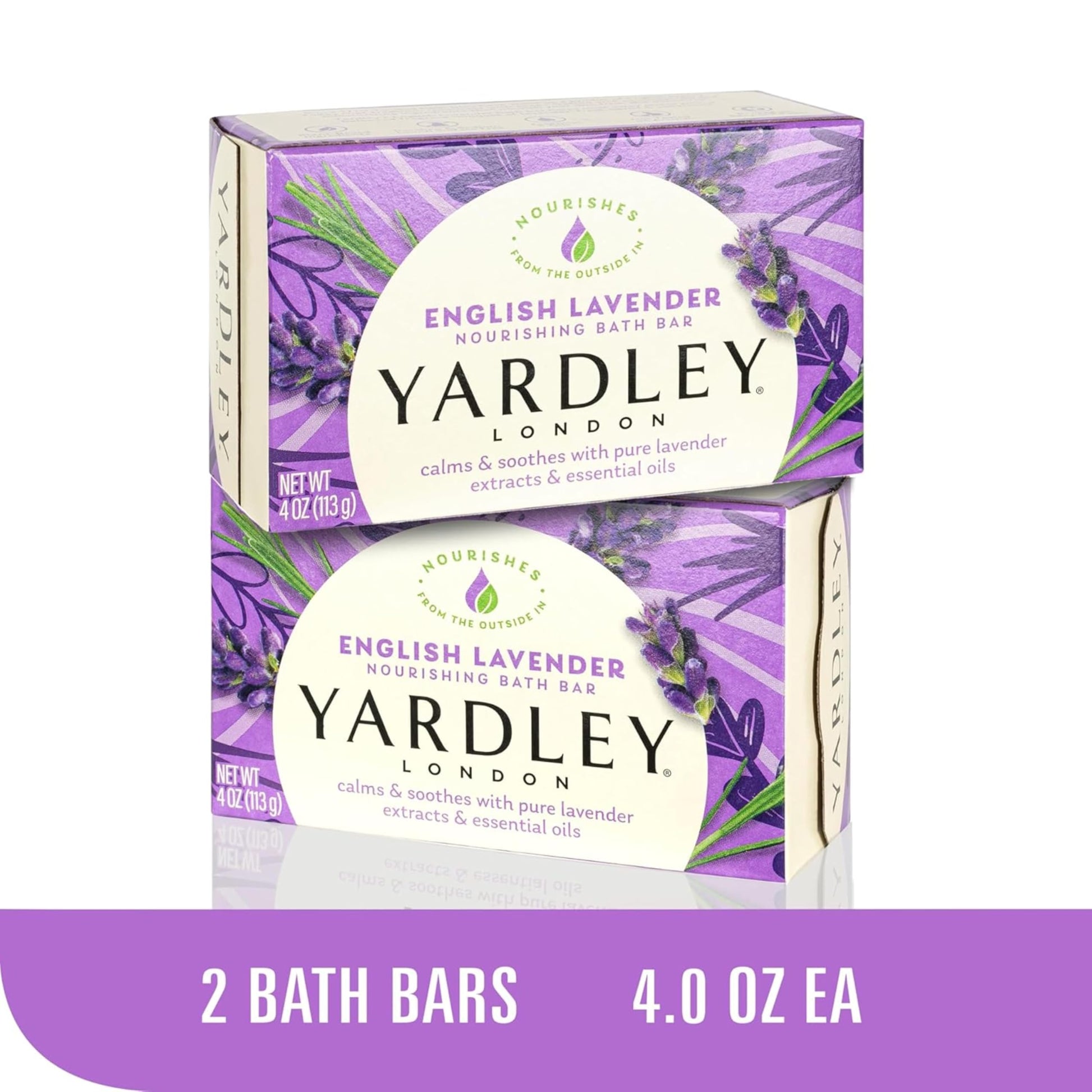 Back label of Yardley London soap pack displaying paraben free and sulfate free claims