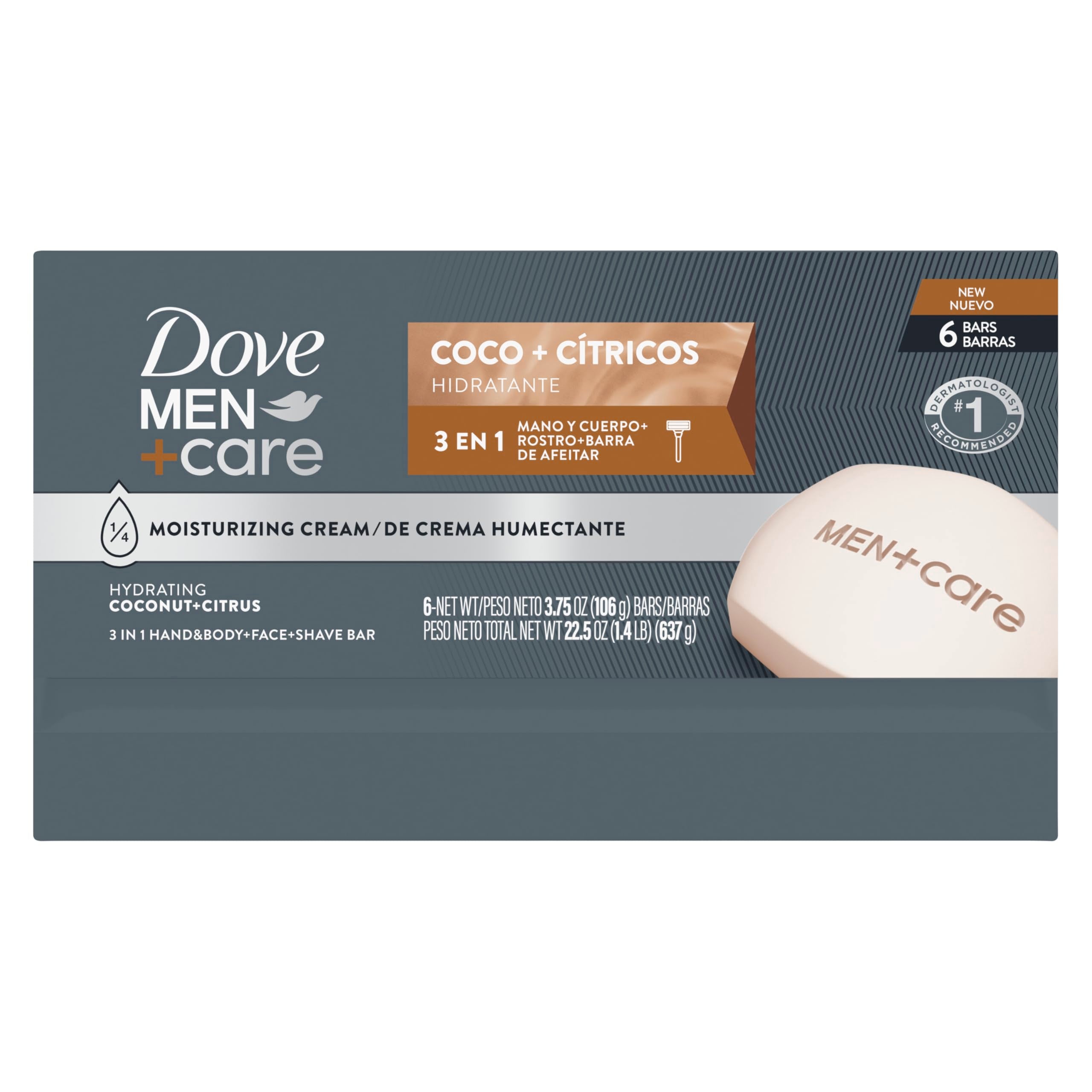 Dove Men Care hydrating bar soap for face and body skin moisturization