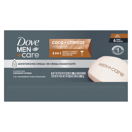 Dove Men Care hydrating bar soap for face and body skin moisturization