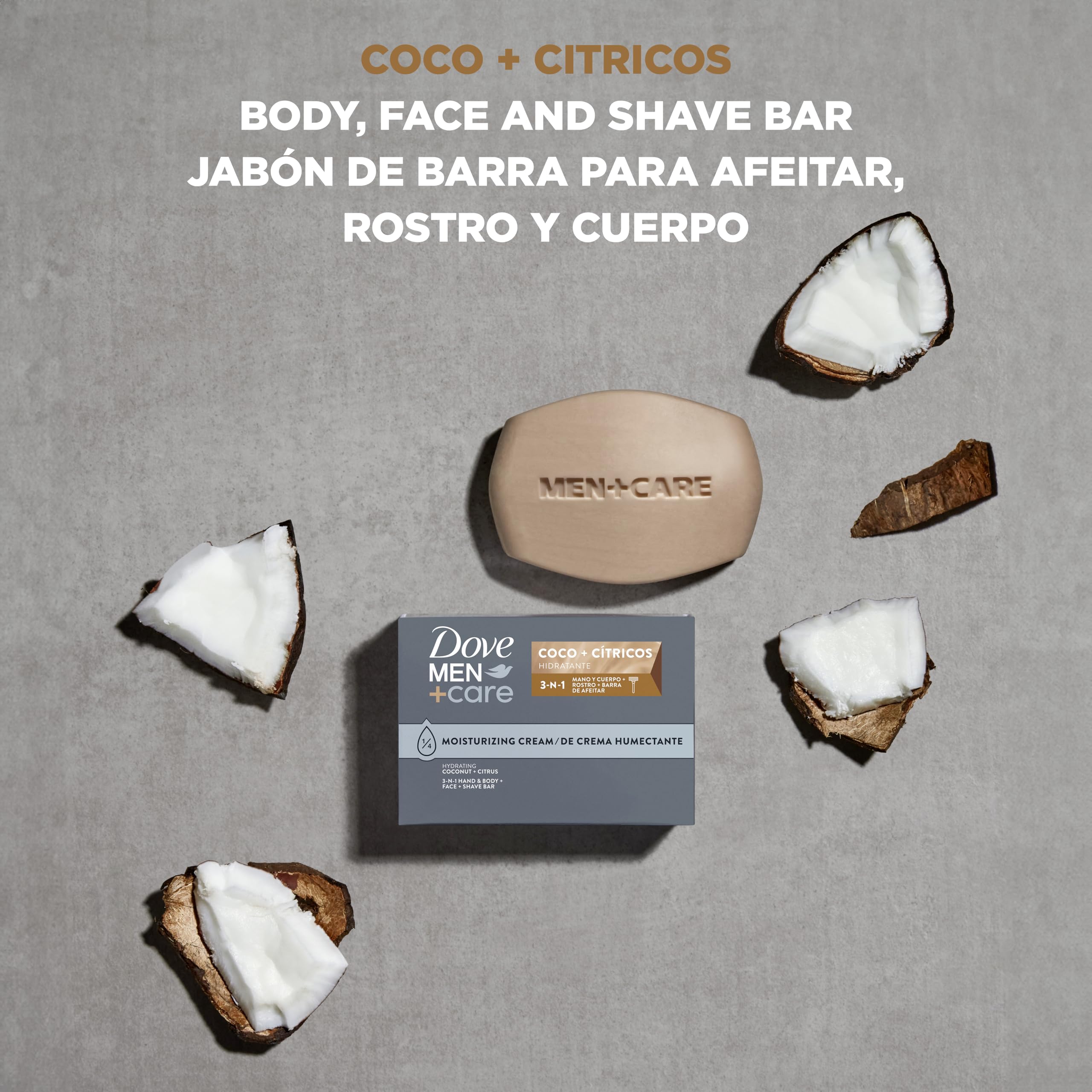 Dove Men Care Coconut Citrus hand body face and shave soap close up