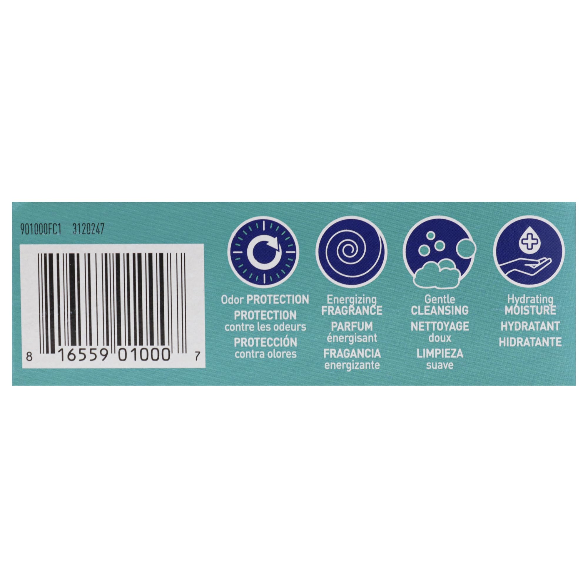 Back of Zest deodorant bar soap packaging details