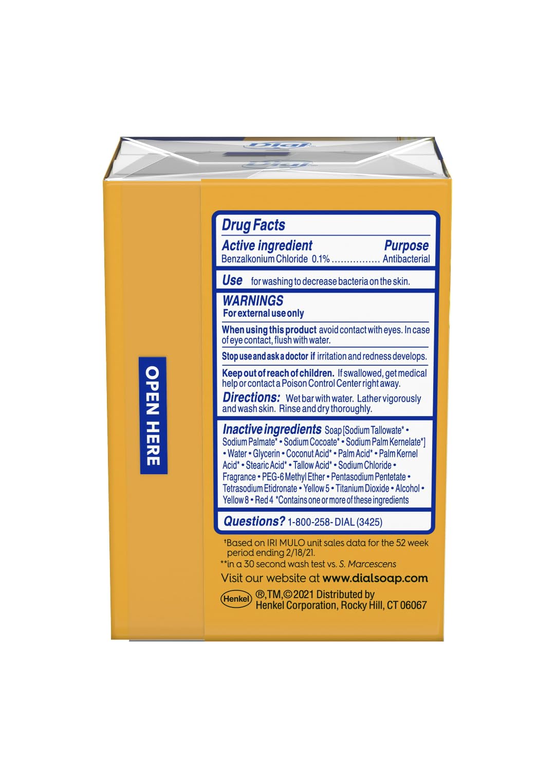 Dial Gold 6.4 Ounce bar soap packaging detail